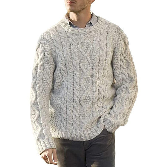 Herren Grobstrickpullover mit klassischem Zopfmuster