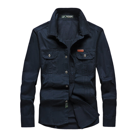 Herren Langarm-Arbeitshemd mit Doppel-Brusttaschen und robustem Twill Shop Nory