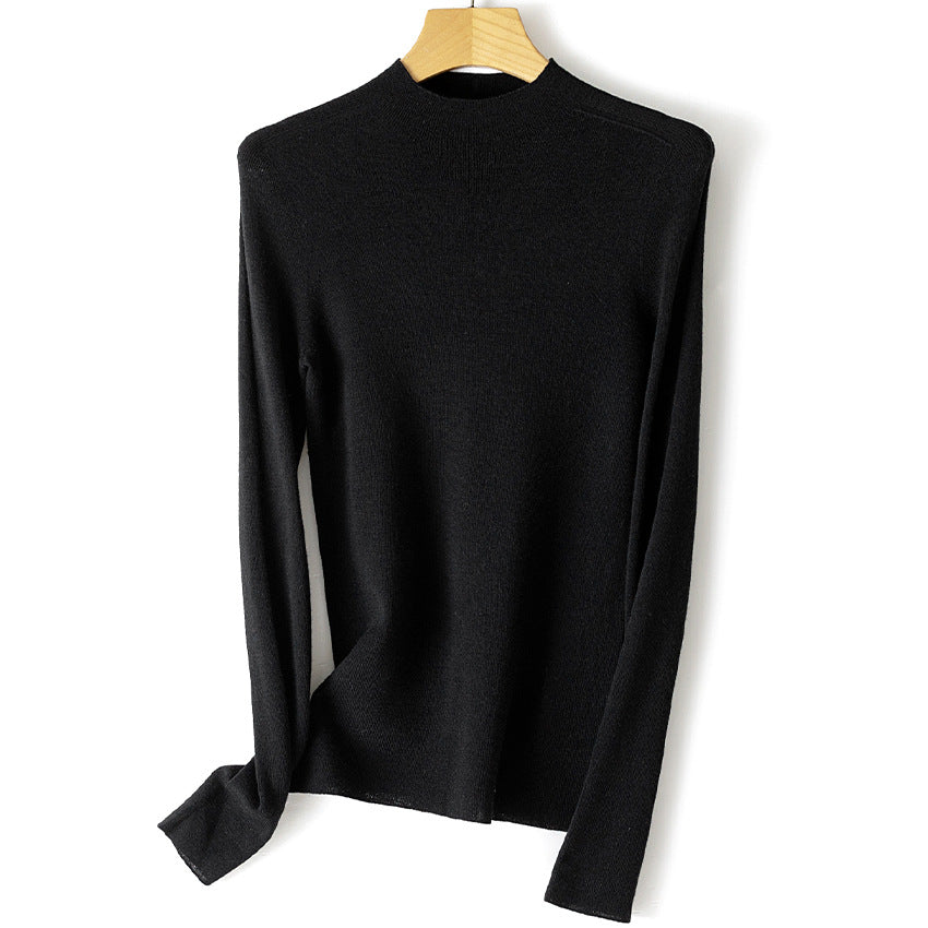 Damen Leichter Feinstrick-Pullover mit kurzem Stehkragen und schmaler Silhouette Shop Nory