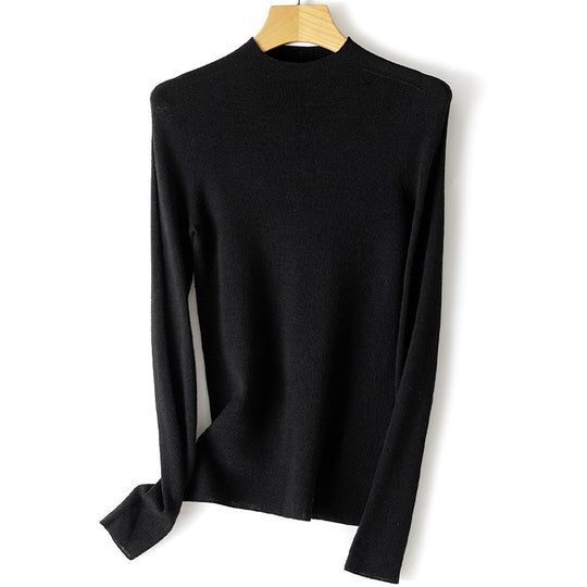 Damen Leichter Feinstrick-Pullover mit kurzem Stehkragen und schmaler Silhouette Shop Nory