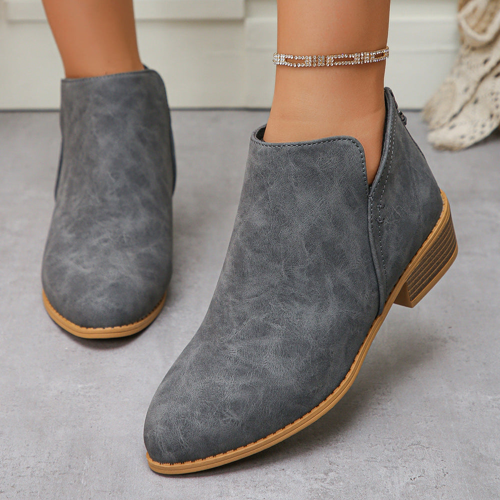Damen modische Ankle Boots mit seitlichem Reißverschluss und geschmackvollem Design