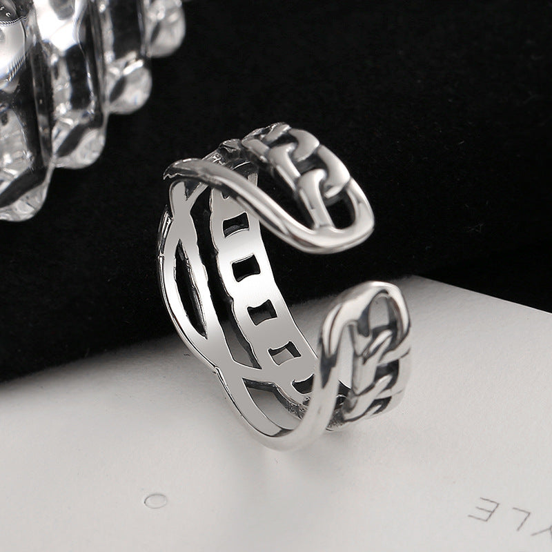 Damen Offener Ring mit facettiertem Kettenmotiv Shop Nory