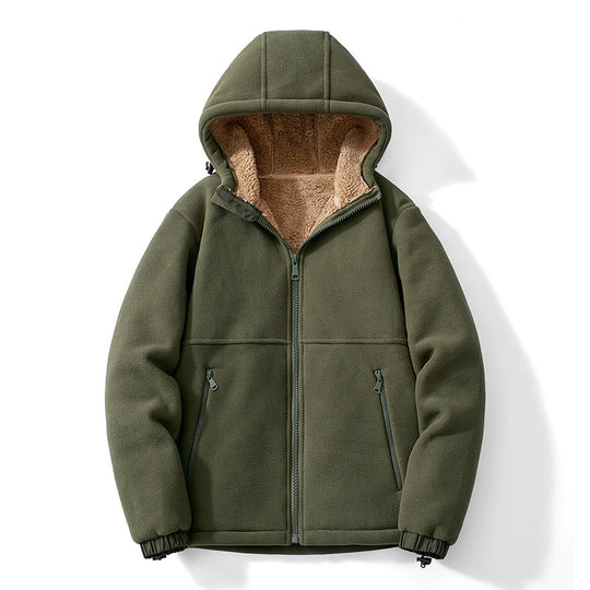 Herren Kapuzen-Fleecejacke mit Teddy-Innenfutter, durchgehendem Reißverschluss und winddichten Bündchen Shop Nory