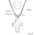 Damen Halskette mit kunstvollem Kreuzanhänger aus antiallergischem Edelstahl und stilvollen Perlenakzenten Shop Nory