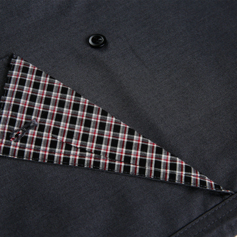 Damen Weite Cargo‑Hose mit Karomuster‑Einsätzen und dekorativen Knopfleisten Shop Nory