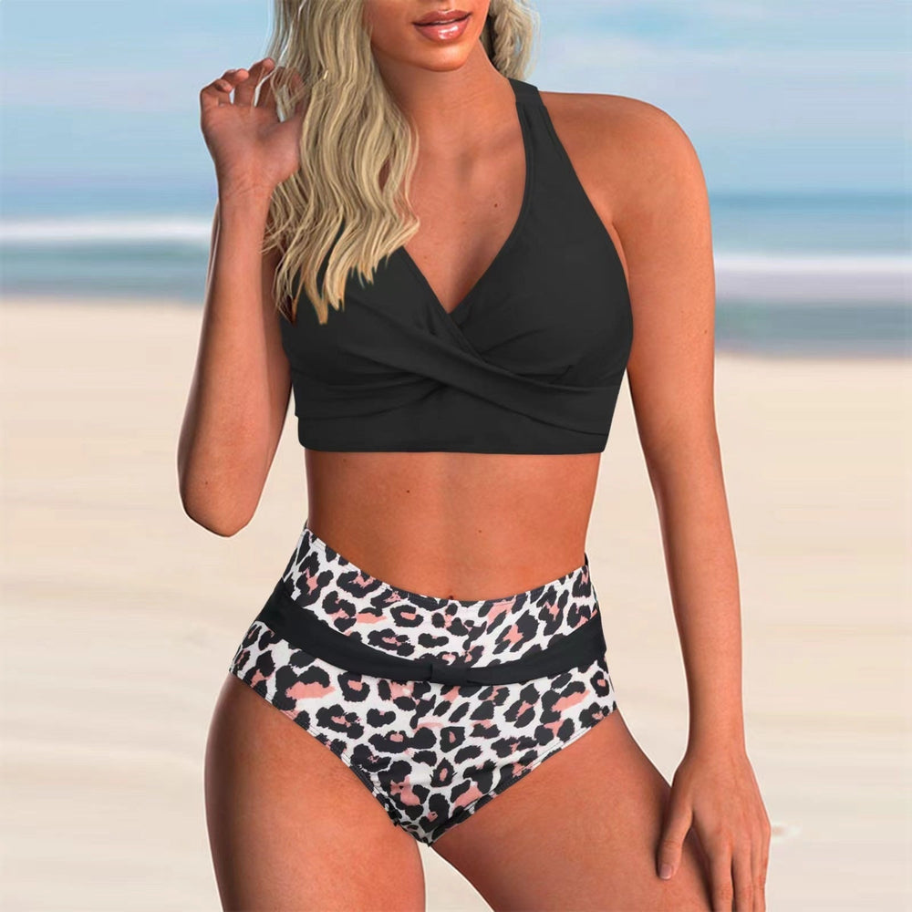 Damen Hochtailliertes Bikini-Set mit modischem Wickeloberteil