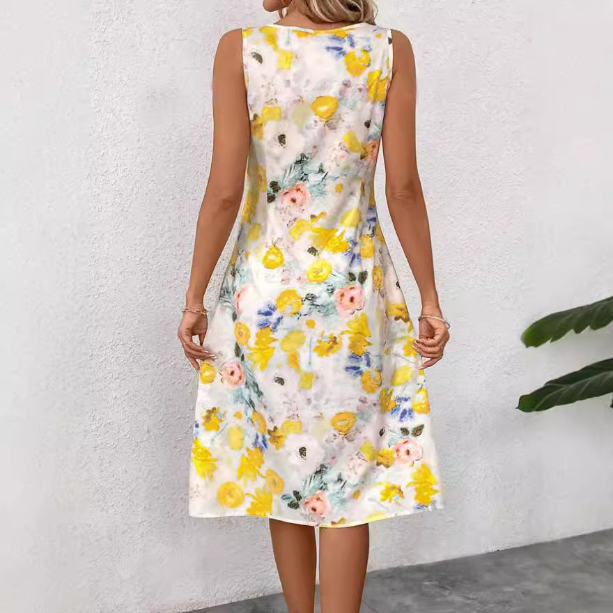 Damen Blumendesign Sommerkleid
