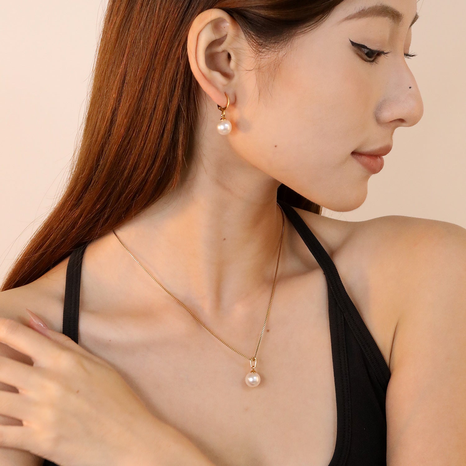 Damen Schmuckset aus hochwertigem Edelstahl mit eleganten Perlenanhängern Shop Nory