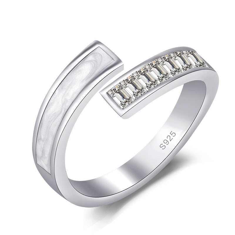 Damen Offener Ring aus 925er Silber mit rosegoldener Beschichtung und funkelnden Zirkonia Shop Nory