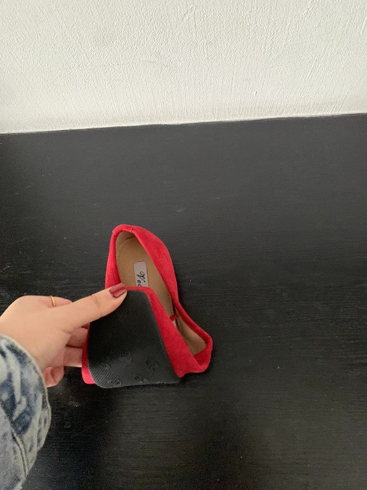 Damen Ballerinas aus hochwertigem Wildleder mit filigranem Schleifendetail