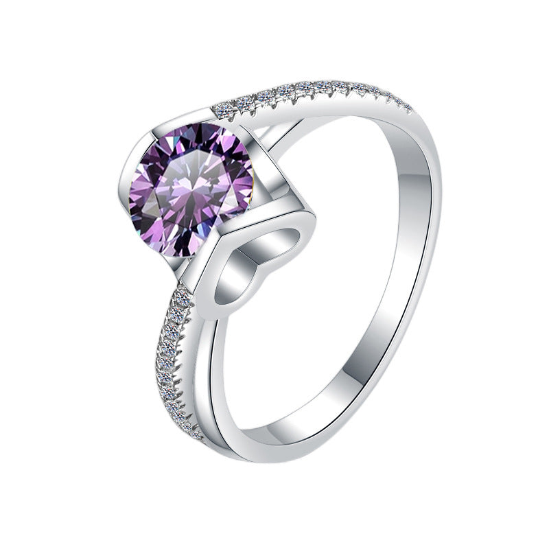 Damenring mit elegantem, facettiertem Hauptstein und funkelnden Zirkonia Shop Nory