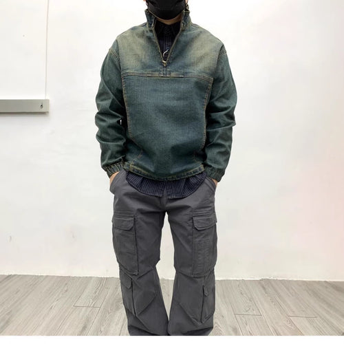 Herren Sportliche Denimjacke mit hohem Kragen Shop Nory