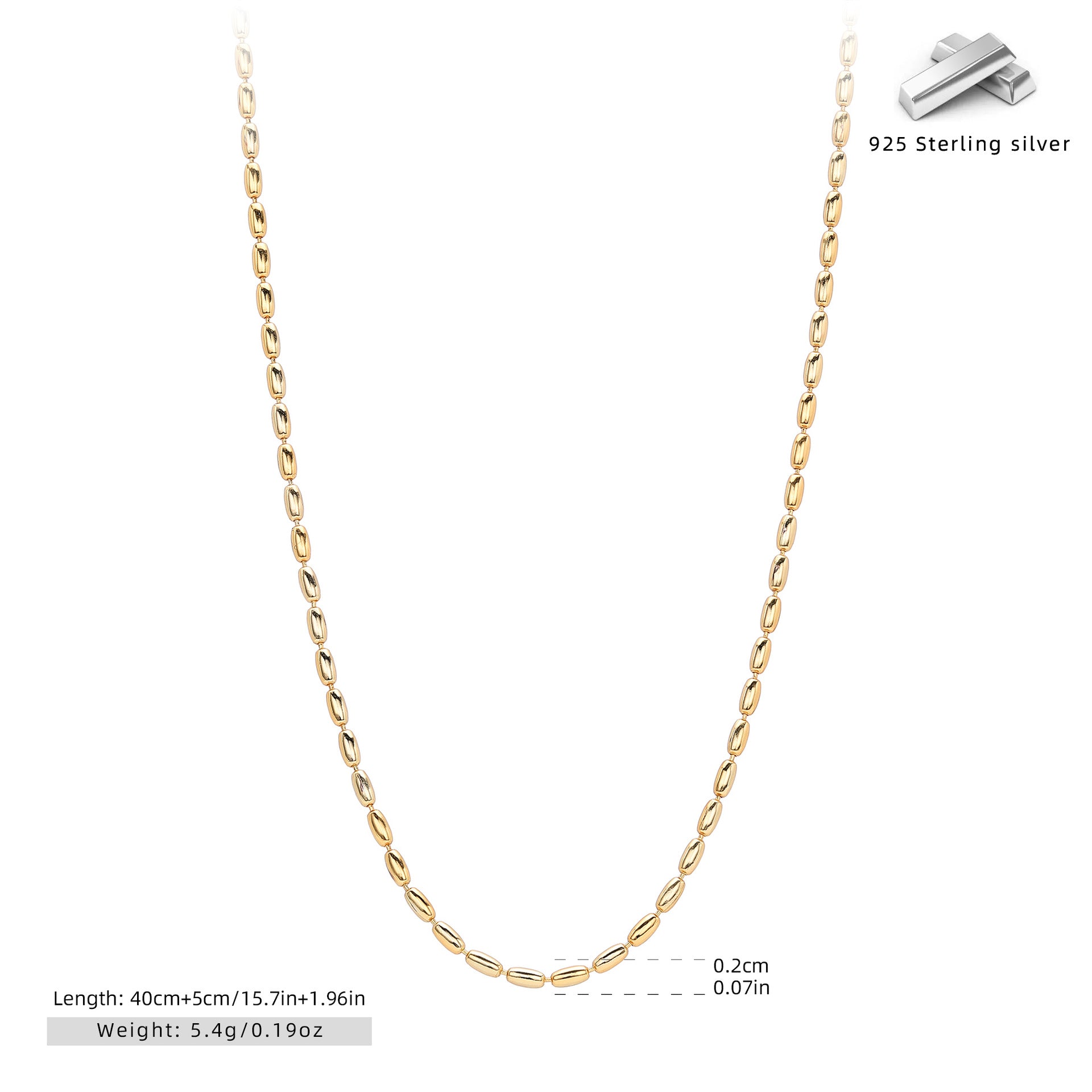 Damen Halskette aus hochwertigem 925 Sterling Silber mit eleganten ovalen Gliederdesign Shop Nory