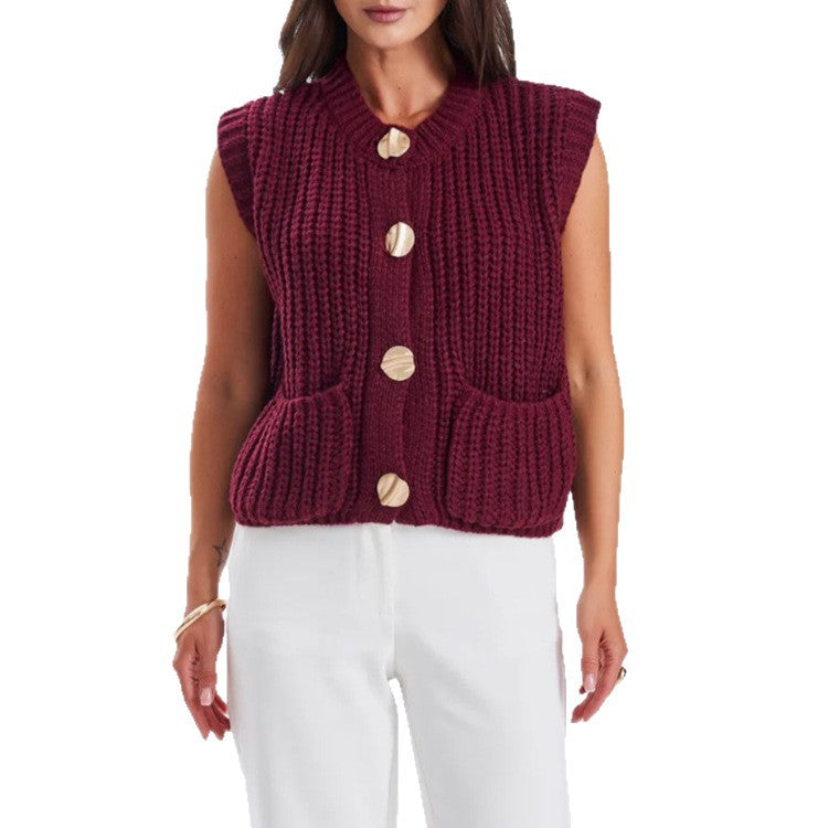 Damen Grobgestrickter Oversize Cardigan mit Zierknöpfen Shop Nory