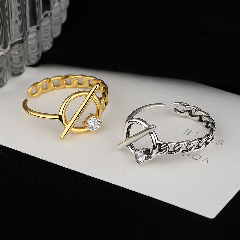 Damen Trendiger Ring mit kreativem Ketten- und Zirkon-Design Shop Nory