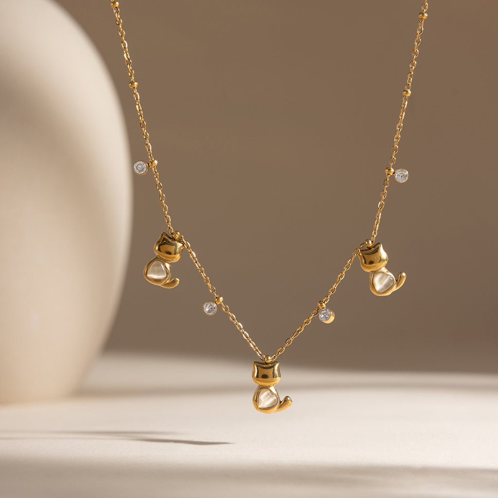 Damen Halskette mit funkelnden Zirkonia-Elementen und hypoallergenem Edelstahl Shop Nory