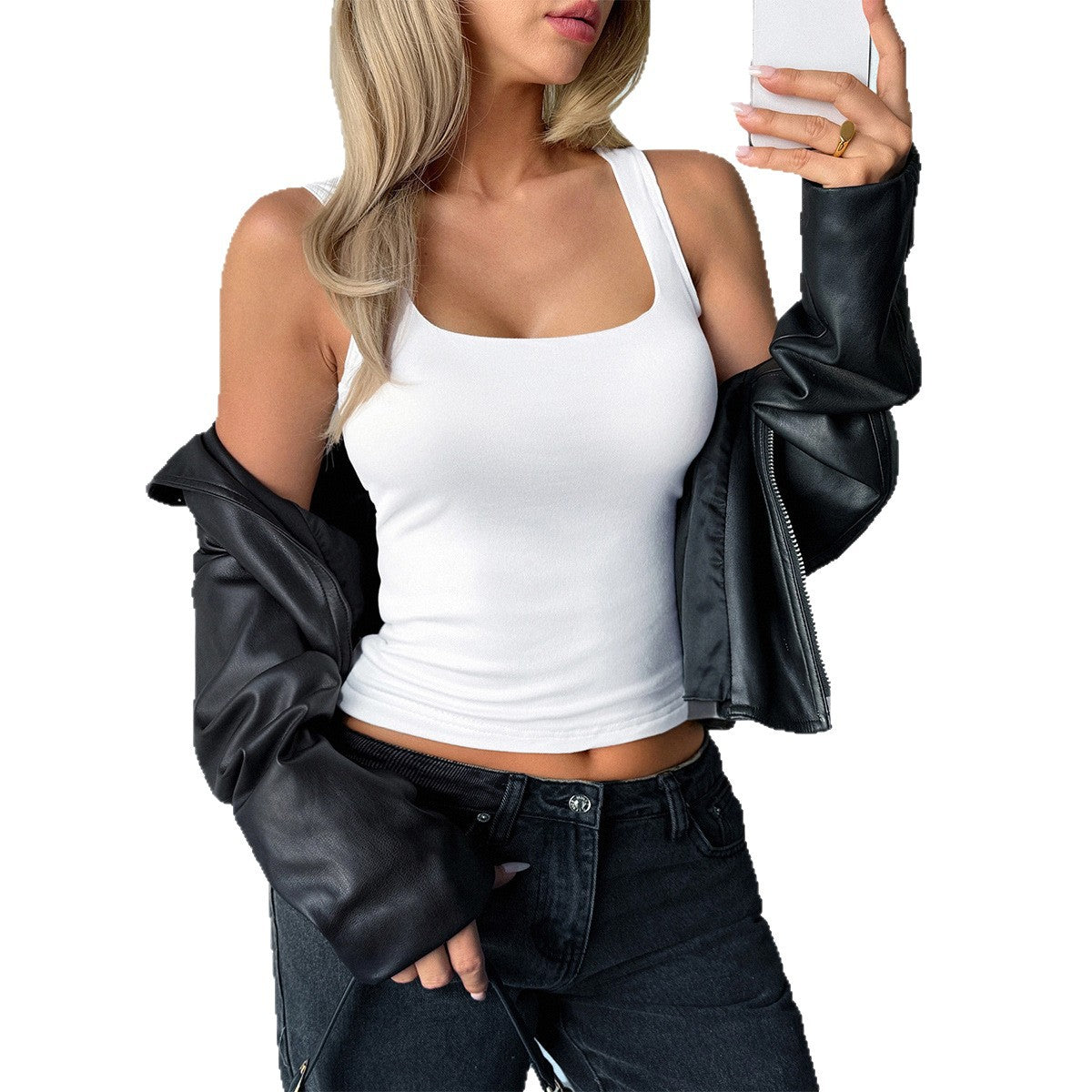 Damen Elegantes Top mit quadratischem Ausschnitt und figurfreundlichem Schnitt