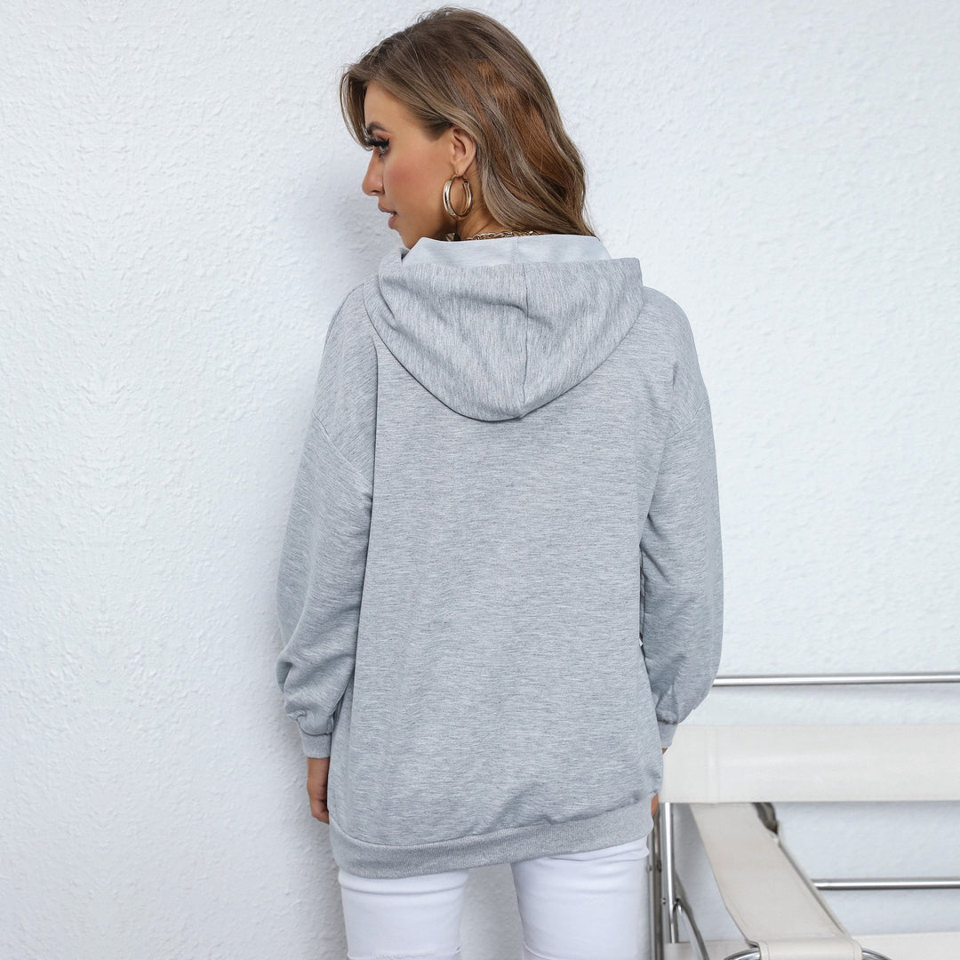 Damen Kapuzenpullover mit Statement‑Print, Kängurutasche und lässigem Schnitt Shop Nory