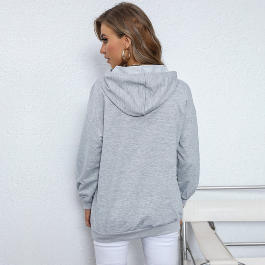 Damen Kapuzenpullover mit Statement‑Print, Kängurutasche und lässigem Schnitt Shop Nory