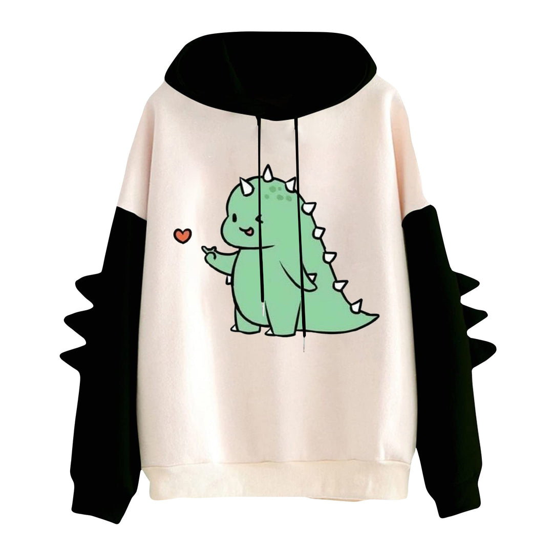 Damen nan Kapuzenpullover mit niedlichem Dinosaurierprint und dreidimensionalen Stacheln Shop Nory
