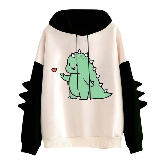 Damen nan Kapuzenpullover mit niedlichem Dinosaurierprint und dreidimensionalen Stacheln Shop Nory