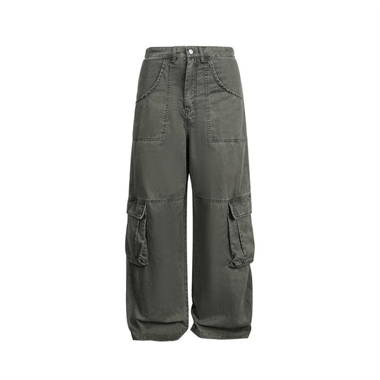 Damen High‑Waist Cargo‑Hose im Wide‑Leg‑Stil mit aufgesetzten Klappentaschen und markanten Nahtdetails Shop Nory