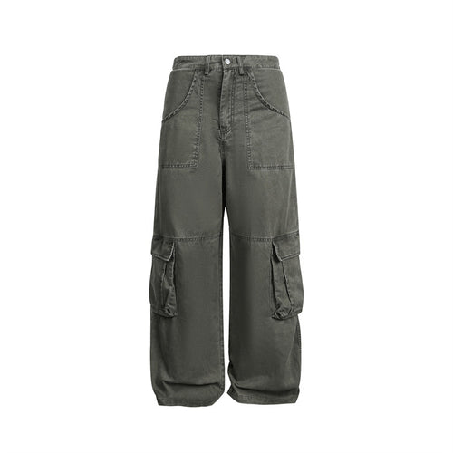 Damen High‑Waist Cargo‑Hose im Wide‑Leg‑Stil mit aufgesetzten Klappentaschen und markanten Nahtdetails Shop Nory