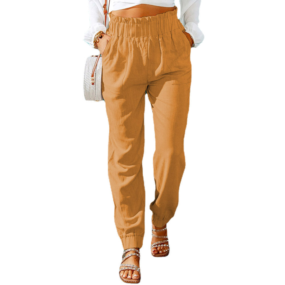 Damen Bequeme und elegante Sommerhose mit elastischem Bund und praktischen Taschen