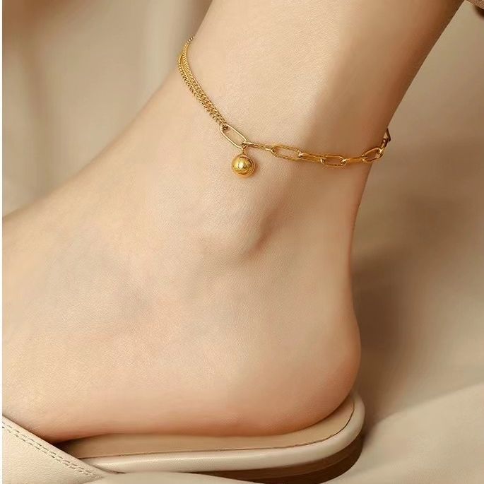 Damen zarte goldene Kettenknöchelband mit Charm Shop Nory