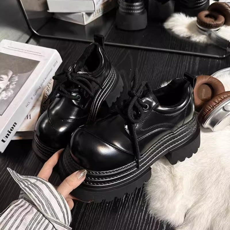 Damen Chunky Schnürschuhe mit doppelter Sohle und innovative Akzent Shopnory