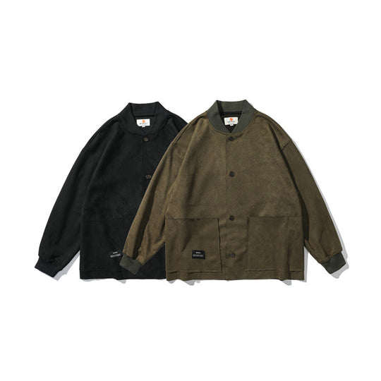 Herren Lockeres Overshirt aus Veloursleder-Imitat mit Knopfleiste und großen Fronttaschen Shop Nory