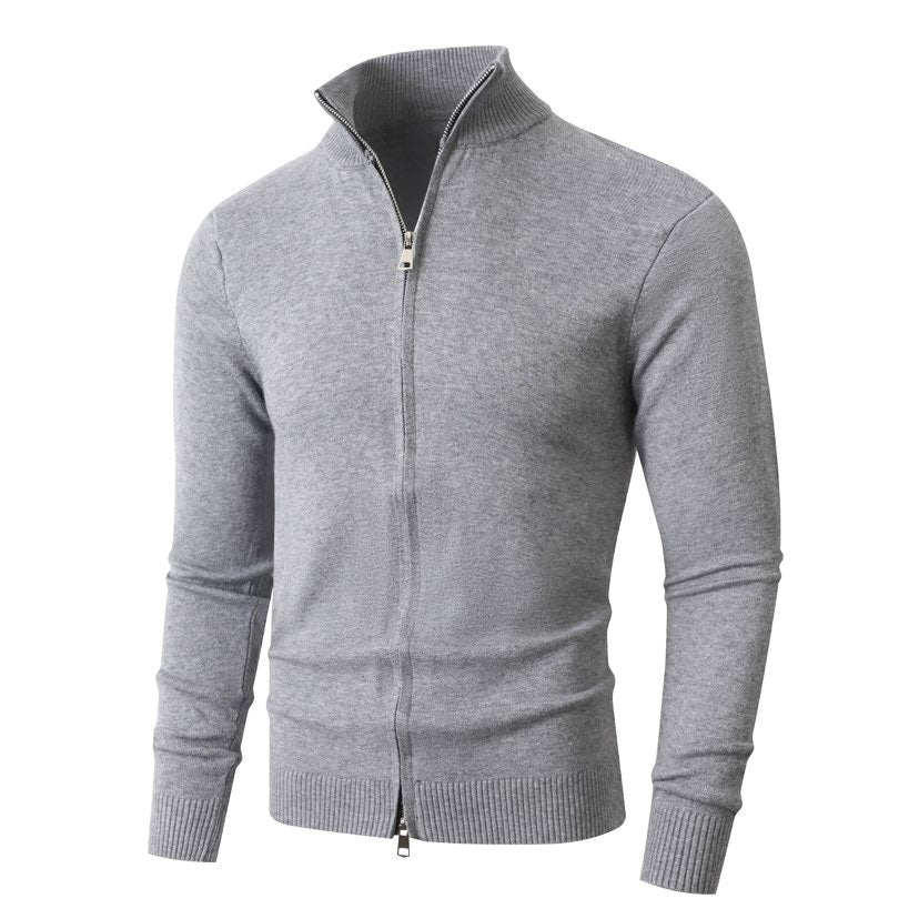 Herren Slim-Fit Feinstrick-Cardigan mit Zweifach-Reißverschluss und Stehkragen Shop Nory