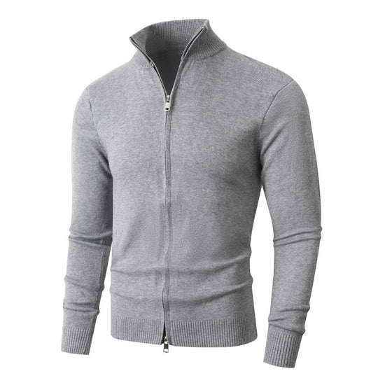 Herren Slim-Fit Feinstrick-Cardigan mit Zweifach-Reißverschluss und Stehkragen Shop Nory