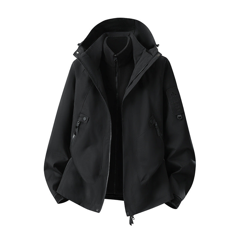 Herren Zwei-in-eins Wetterschutzjacke mit abnehmbarer Steppweste und verstellbarer Kapuze Shop Nory