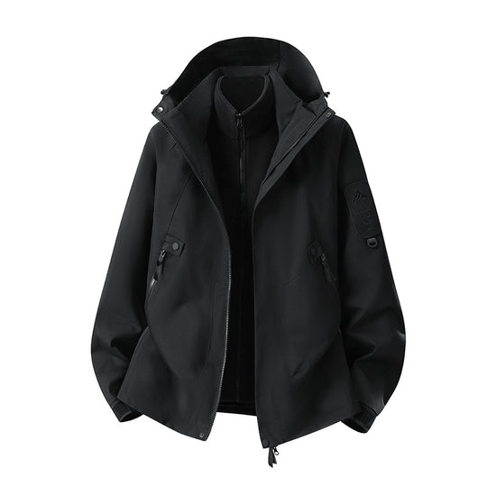 Herren Zwei-in-eins Wetterschutzjacke mit abnehmbarer Steppweste und verstellbarer Kapuze Shop Nory