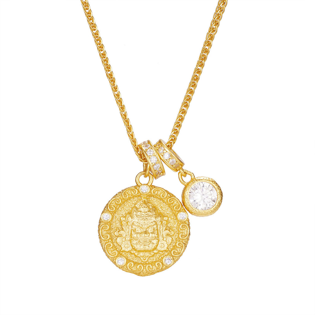 Damen Halskette mit kunstvollem Buddha-Anhänger und funkelnden Zirkoniasteinen Shop Nory