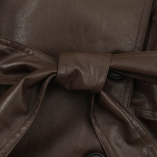 Damen Kurzjacke aus Lederoptik mit Bindegürtel und asymmetrischer Knopfleiste Shop Nory