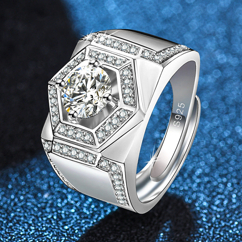 Damenring mit hexagonalem Design und funkelndem Zirkonia-Besatz Shop Nory