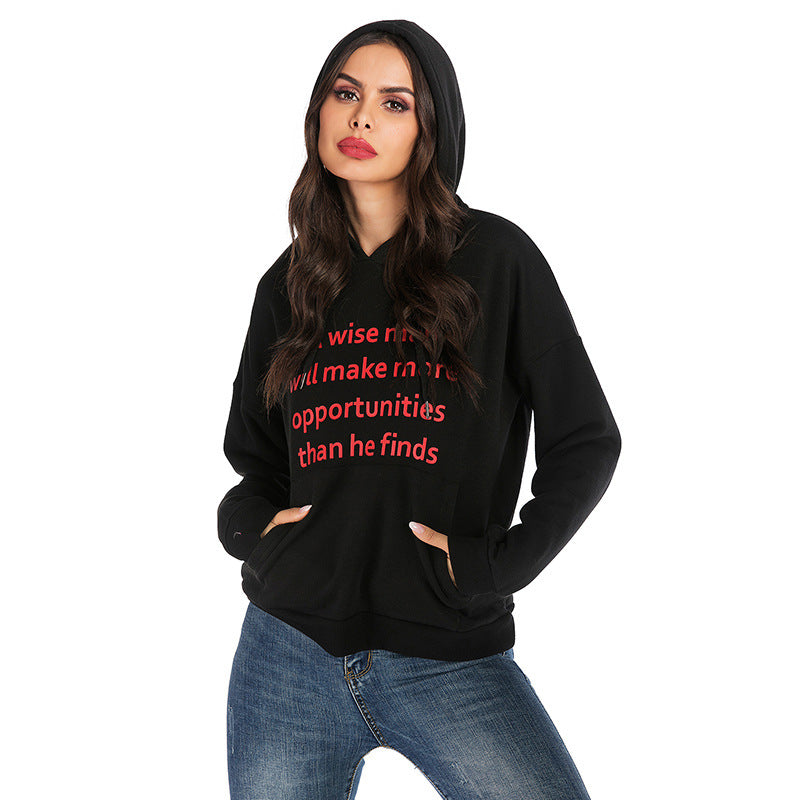 Damen Kapuzenpullover mit Statement-Print, Kängurutasche und Oversize-Schnitt Shop Nory