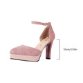 Damen Plateau-Pumps mit elegantem Riemchen und modischem Blockabsatz