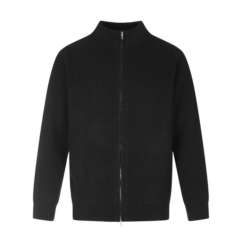 Unisex Reißverschluss-Strickjacke im Boxy‑Cut mit Stehkragen und Rippenstruktur Shop Nory