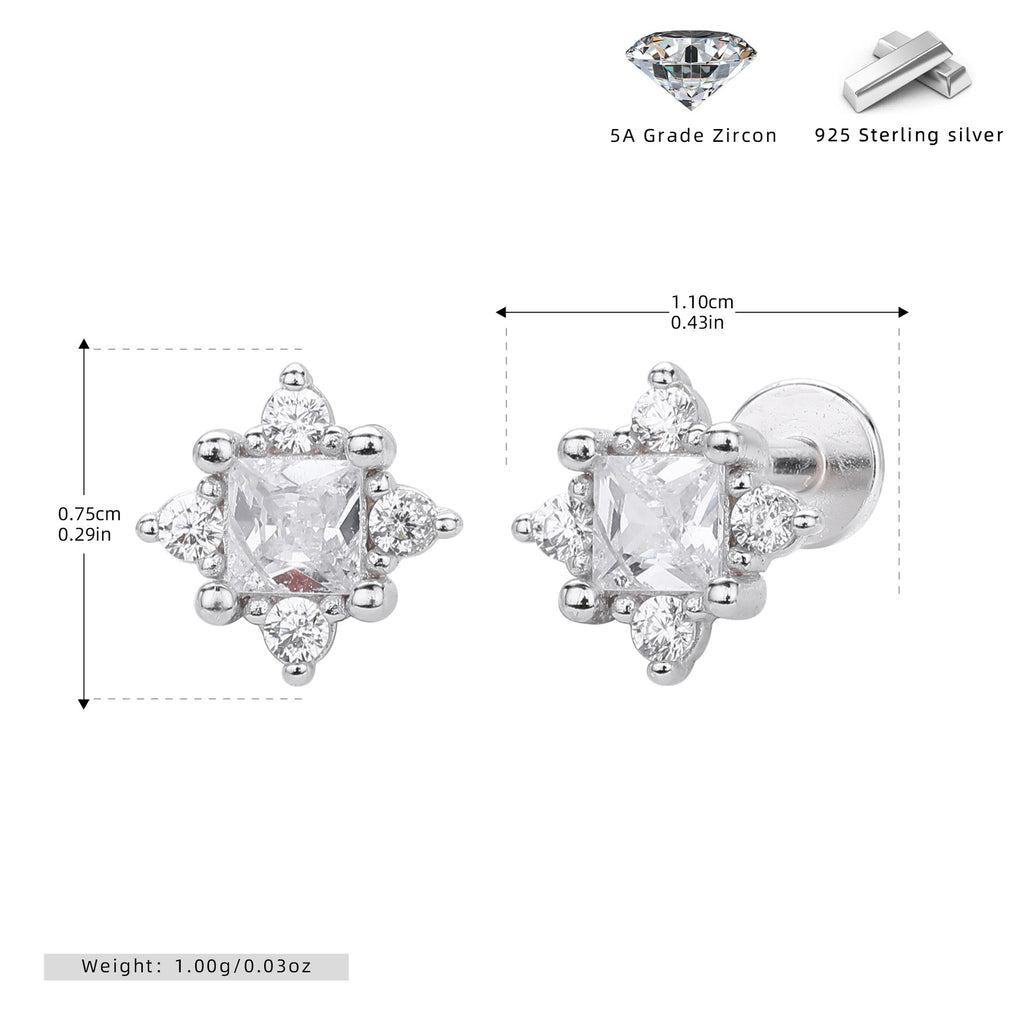 Damen Ohrstecker mit luxuriösem Zirkonbesatz und hochglänzender 925 Sterling Silberfassung Shop Nory