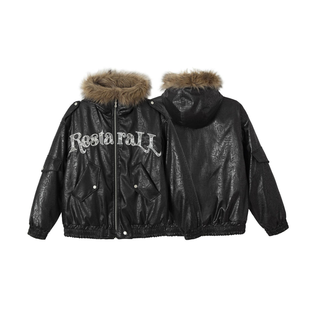 Herren Gepolsterter Oversize-Bomber mit Kunstpelzkragen und Utility-Taschen Shop Nory