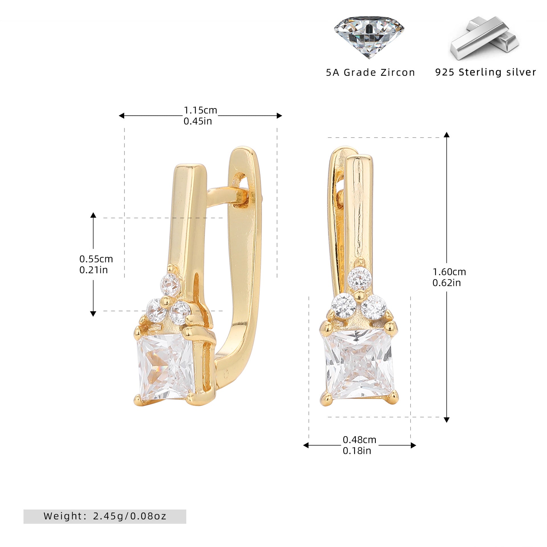 Damen Ohrhänger mit luxuriösen Zirkon-Verzierung aus hochwertigem 925 Sterling Silber Shop Nory