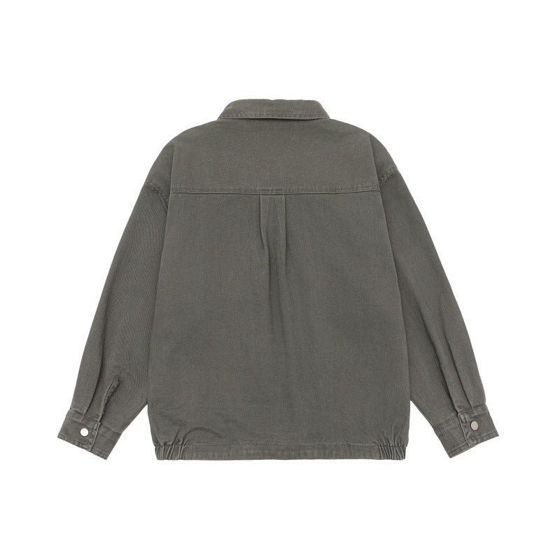 Unisex Oversize Workwear-Blousonjacke mit Druckknopf‑Front und Elastbund Shop Nory