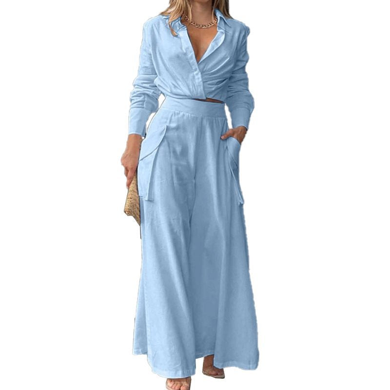 Damen Weite Palazzo-Hose mit extra weitem Bein, hoher Taille und Eingrifftaschen Shop Nory