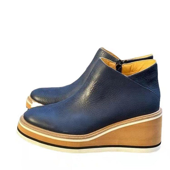 Damen Keilabsatz-Stiefelette aus strukturiertem Leder mit elastischem Einsatz und rutschfester Plattformsohle Shop Nory