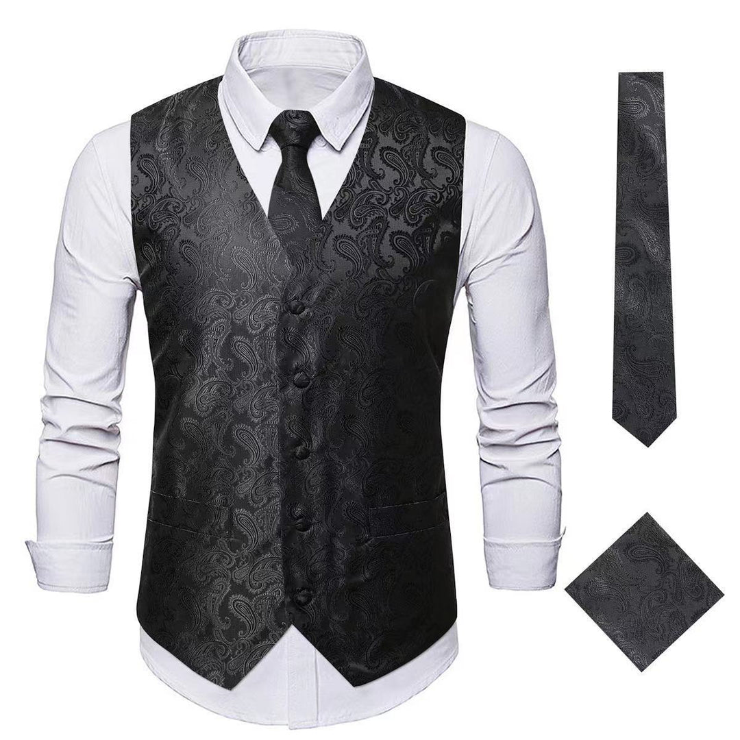 Herren Paisley Satin Anzugweste Set mit Krawatte und Einstecktuch Shop Nory
