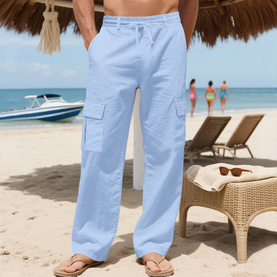 Herren Relaxed-Fit Cargo-Strandhose mit elastischem Bund und aufgesetzten Klappentaschen Shop Nory