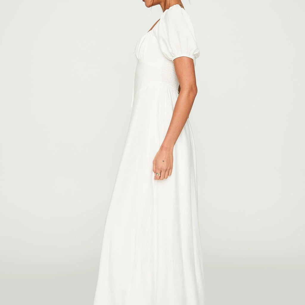 Damen Maxikleid mit Puffärmeln und elegantem Ausschnitt Shopnory
